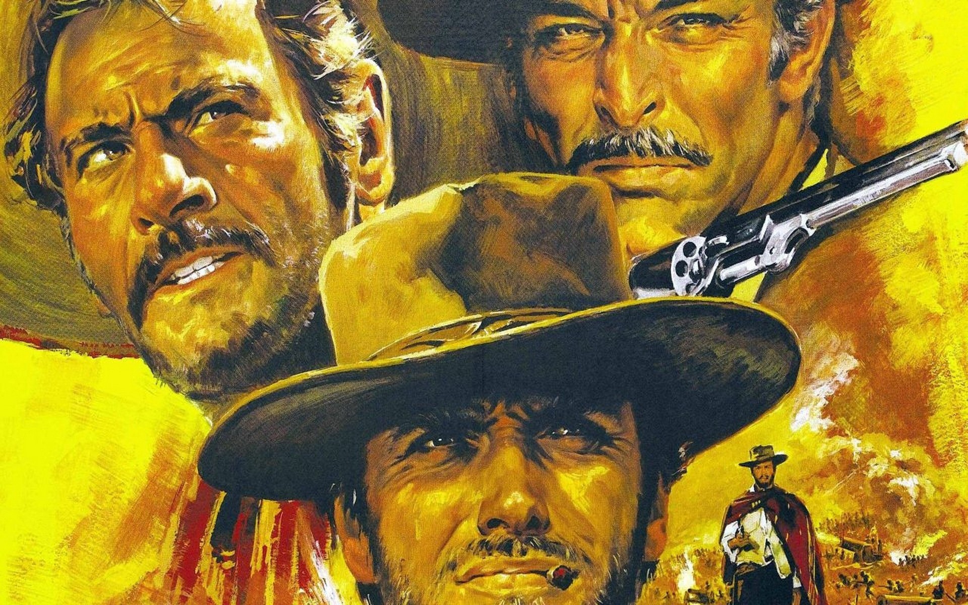 okay zwei clint eastwood lee van cliff eli wallach sergio leone genre 1966 männer jeder wird seinen eigenen stil finden. western abenteuer ziel film drei eins regisseur böse