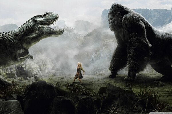 Kadr z filmu King Kong kontra Godzilla