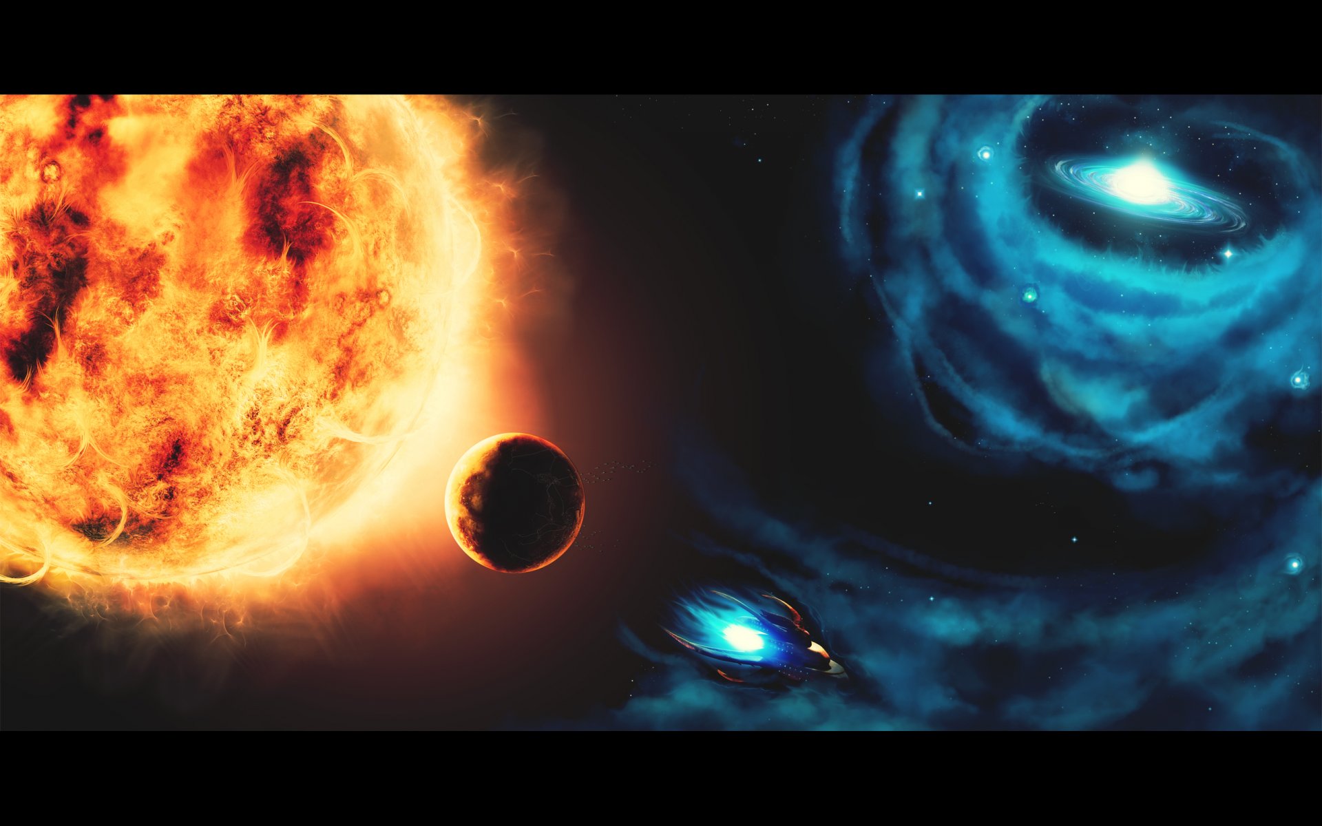 picture photoshop space sun planet spacecraft