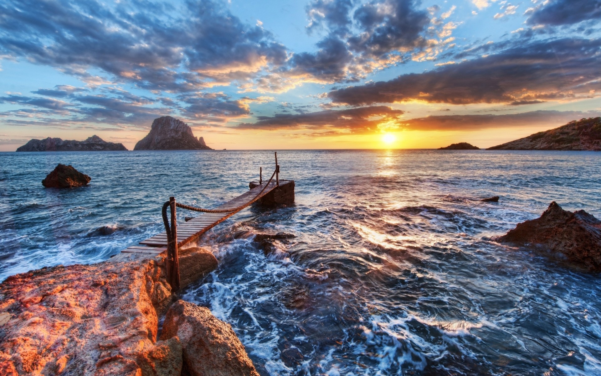 onda mare paesaggio tramonto