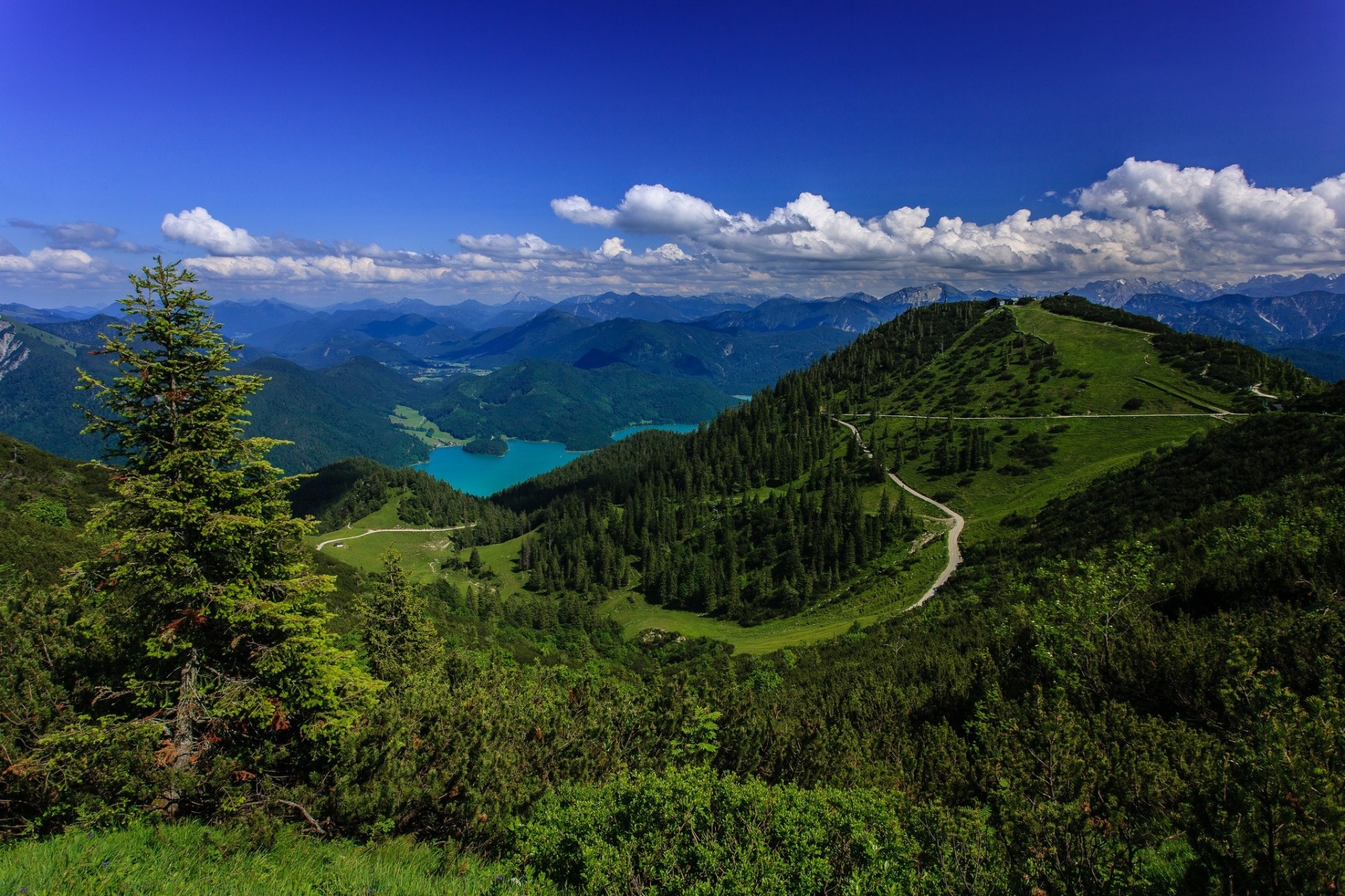 alpi bavaresi colline alberi cielo nuvole riparazione giacca