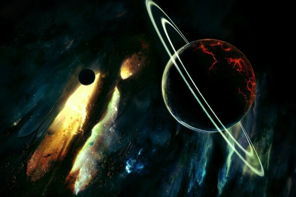 Fantastica arte di Saturno nello spazio