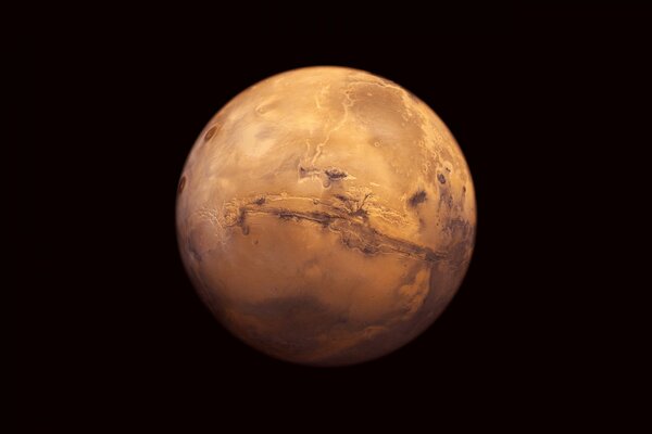 Roter Planet Mars auf schwarzem Hintergrund