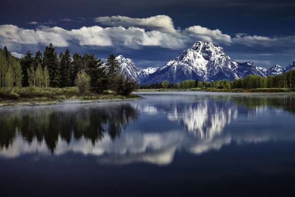 Mountain landscape by the lake