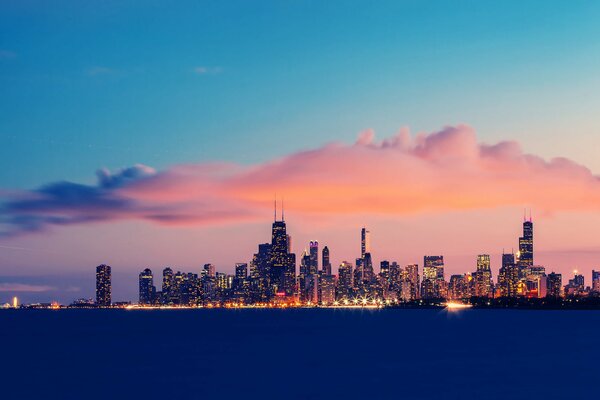 Sunset sky over Chicago