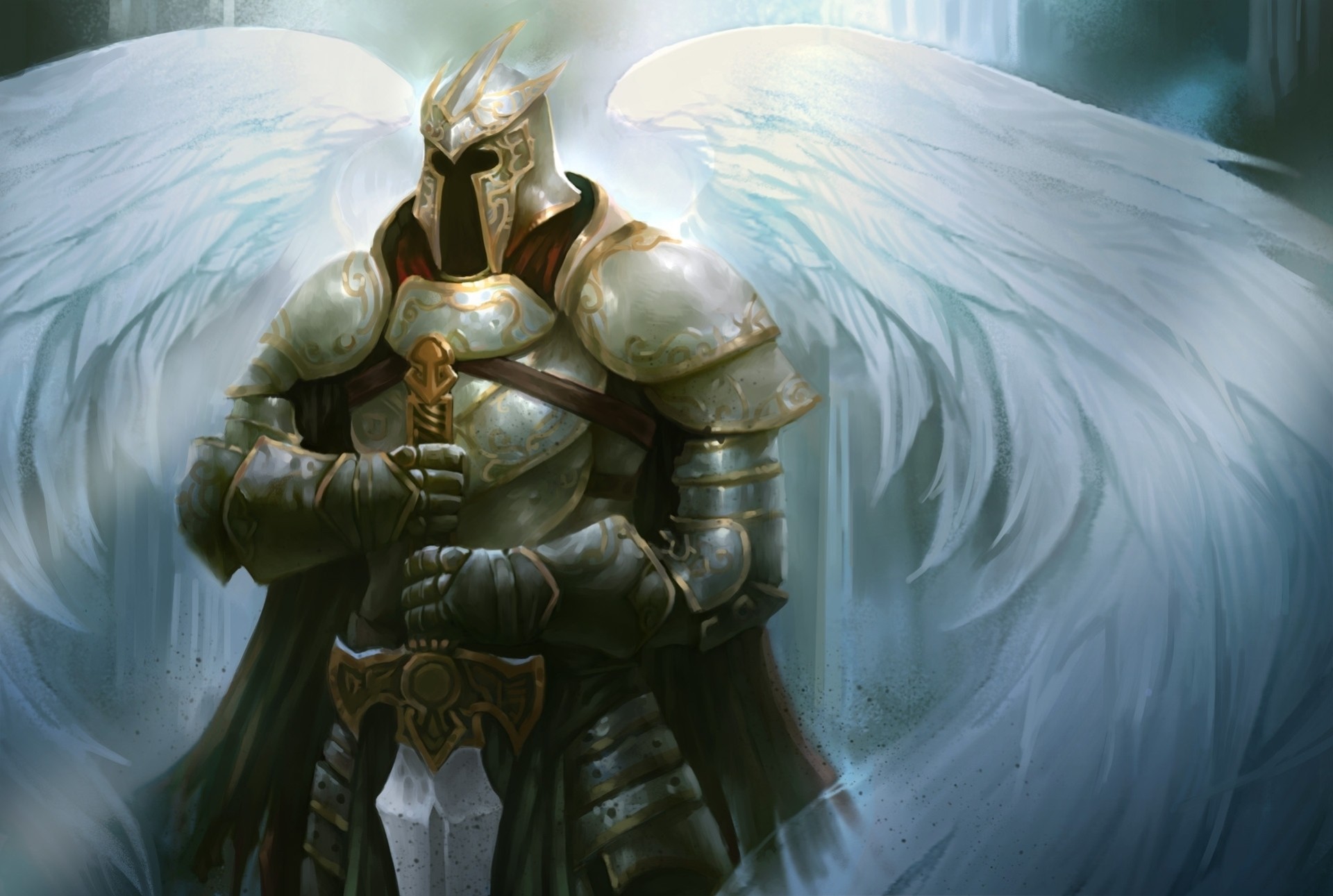 art armor helmet angel sword armour wing