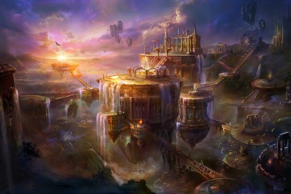 Art Fantasy cascades en ruines