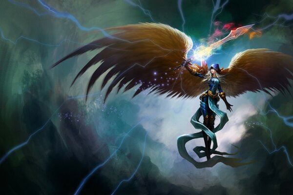 Angel Girl under the magic of the sword from League of Legends