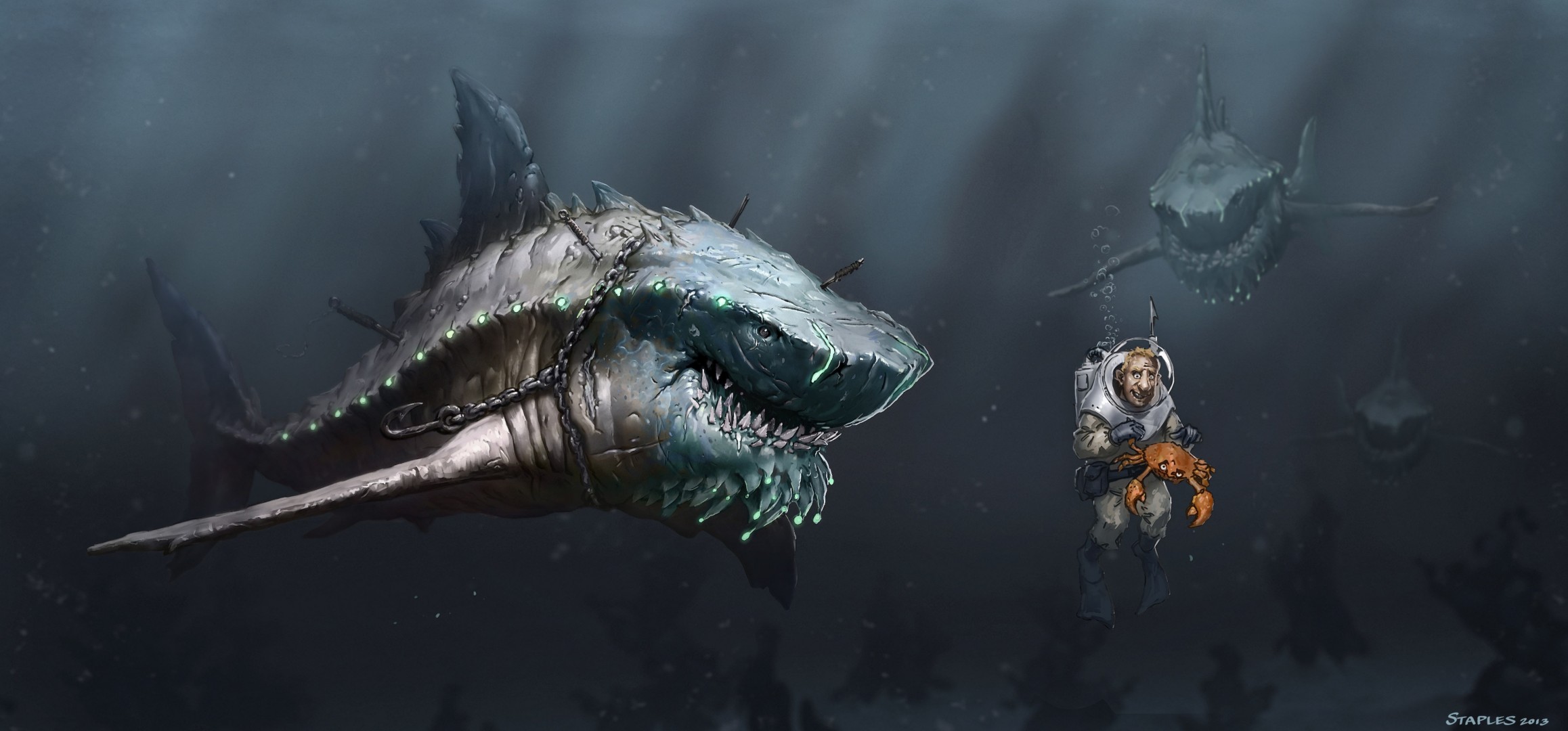 ukhoi megalodon sea under water art