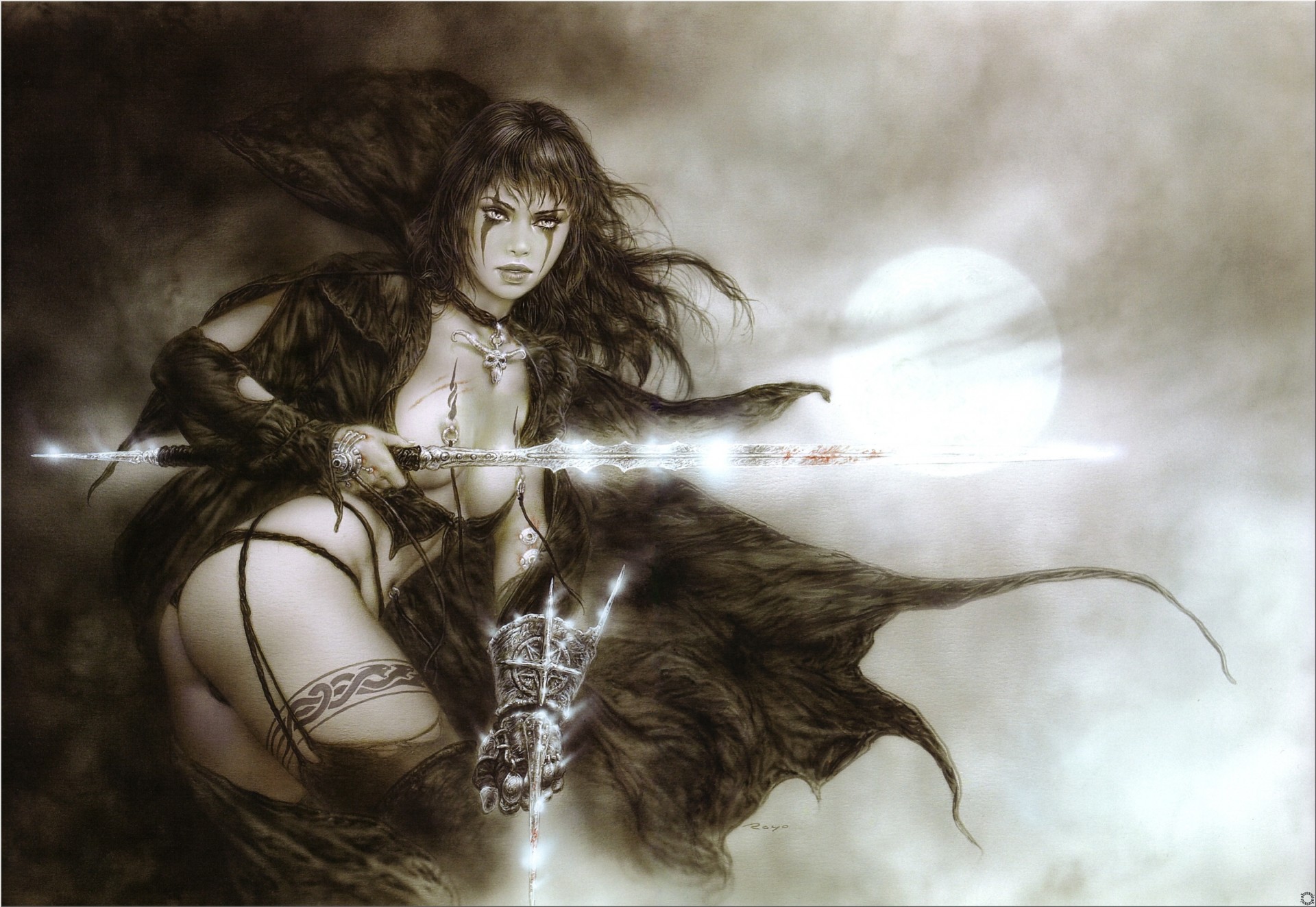 luis royo épées tatouages fille guerrier