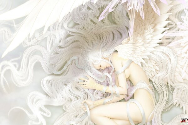 Art fille ange avec des ailes blanches