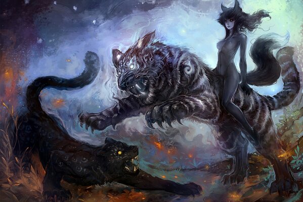 Art, predator panther and cat