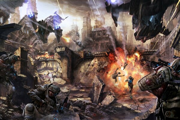 Image of a fantasy game with explosions