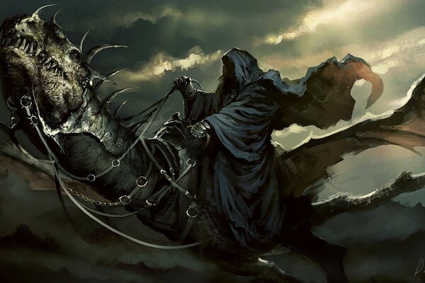 Nazgul dal Signore degli anelli nella notte