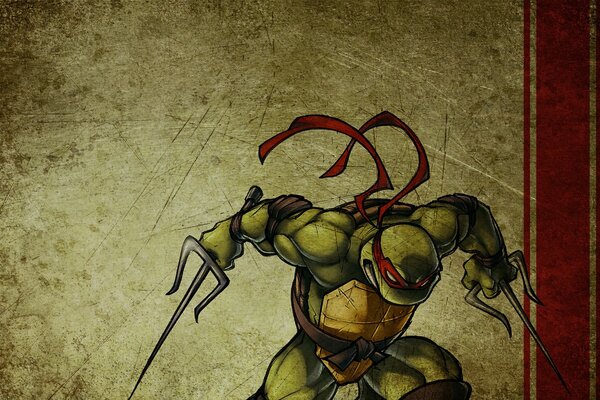 Tortuga ninja Raphael con espadas