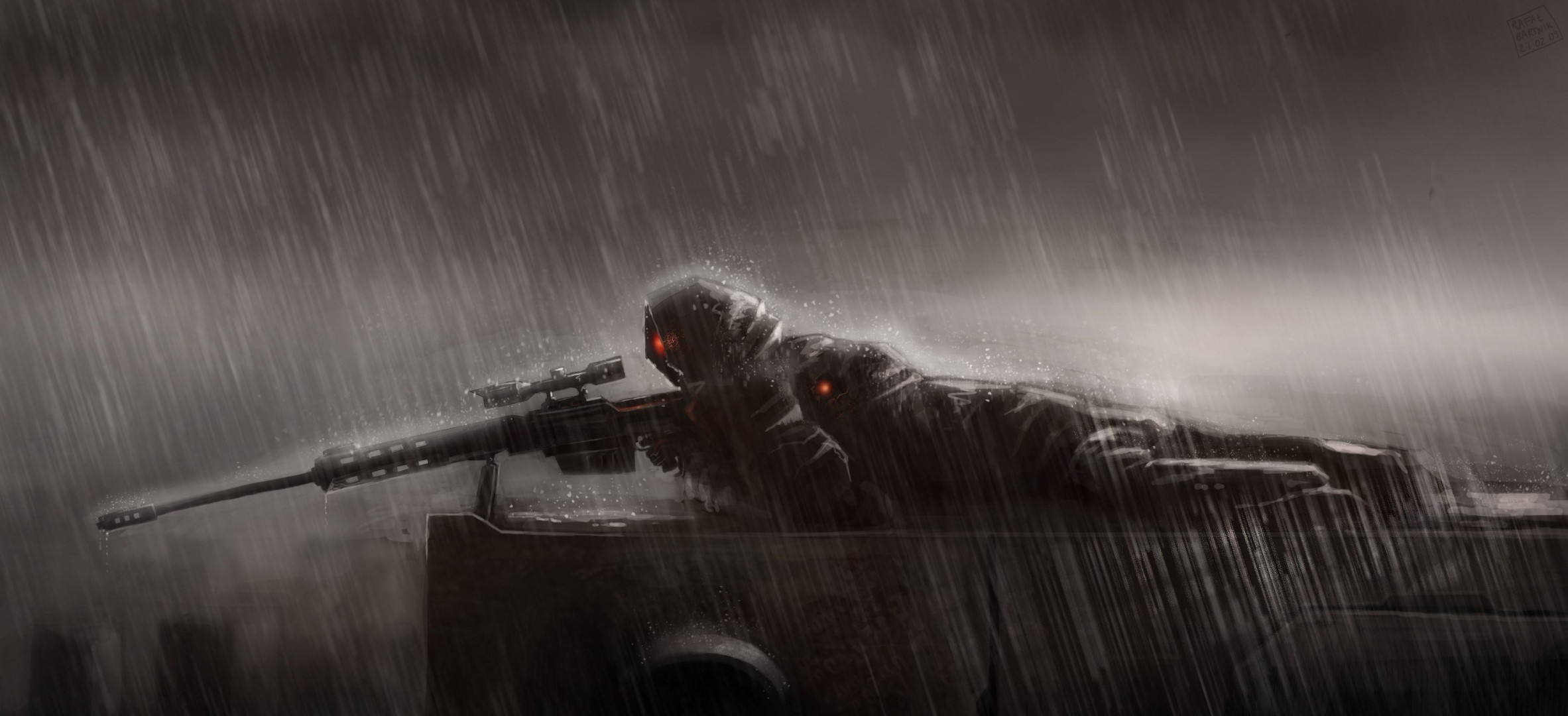 art position sniper rifle rain is marvel sniper