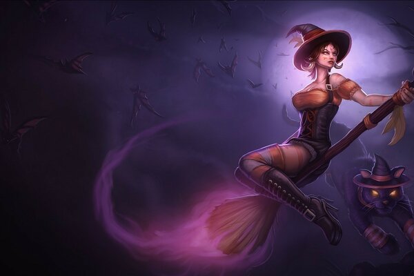 Witch on a broom art