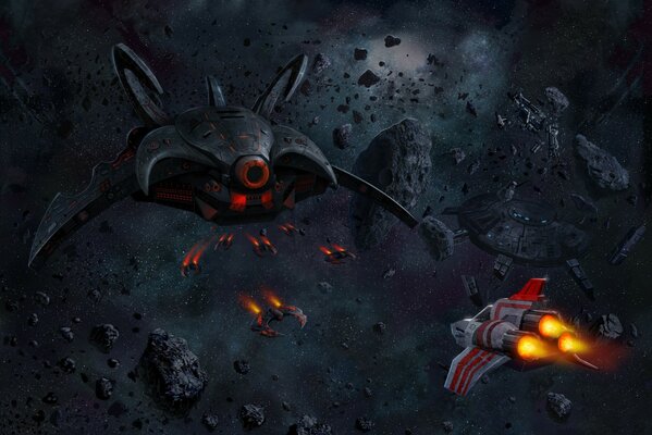 Spaceships among asteroids