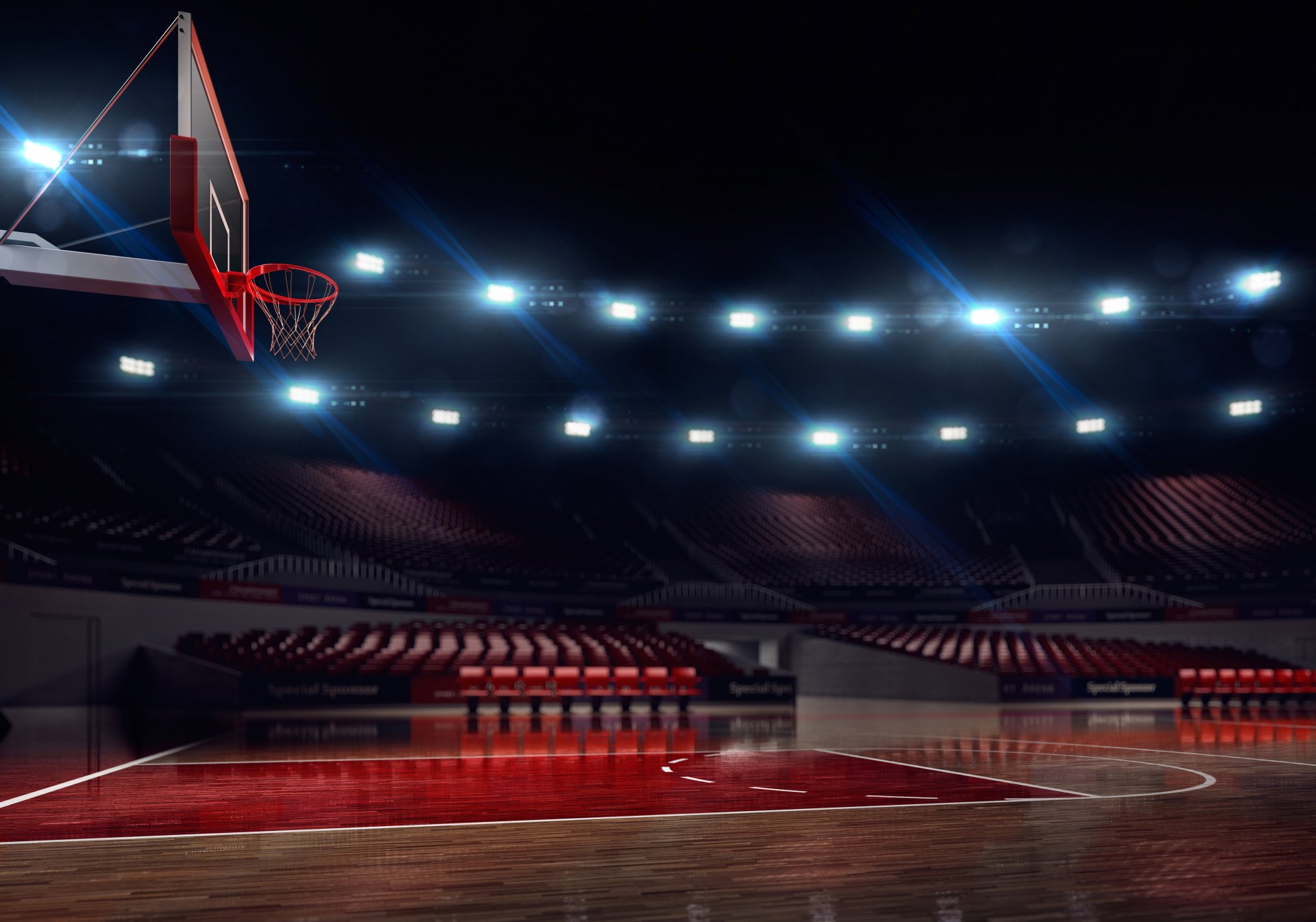 sport basket stadio palestra scudo cesto anello spettatori posti tifosi tribune illuminazione apparecchi sfocatura bokeh carta da parati