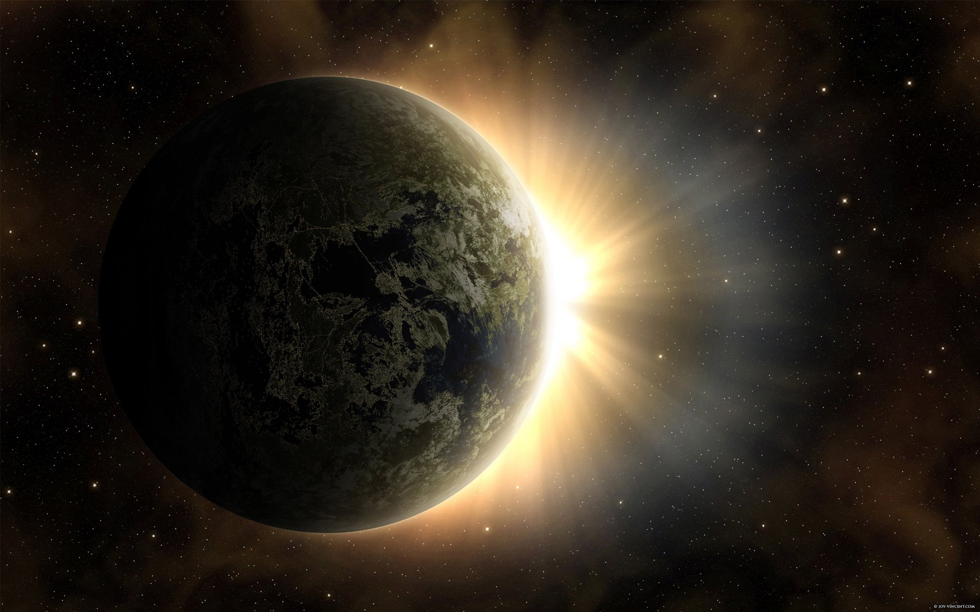 planet erde dämmerung sonne sterne