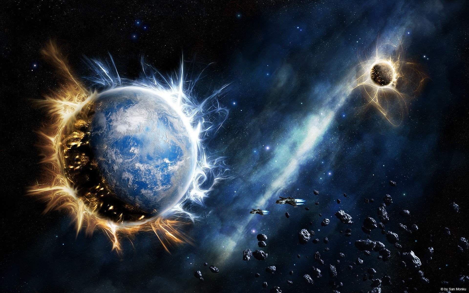 planeten sterne explosion