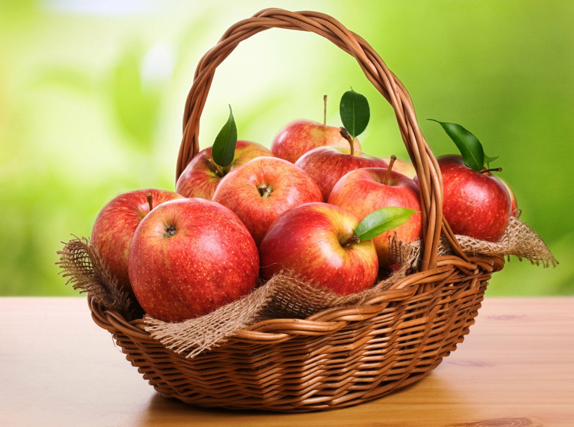 pommes table panier rouge fruits