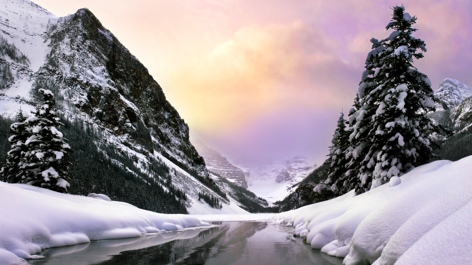 river baby nature tree snow mountain winter rock