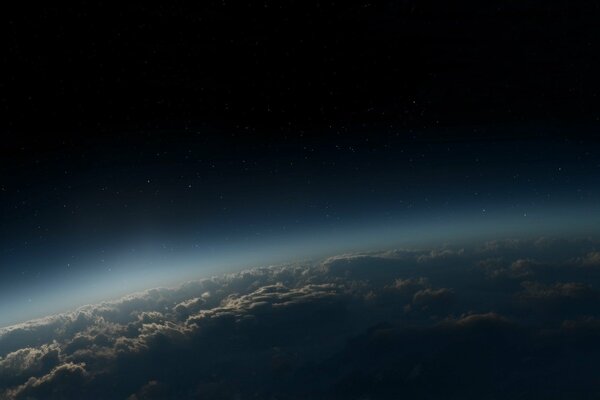 Dark sky with beautiful fluffy clouds