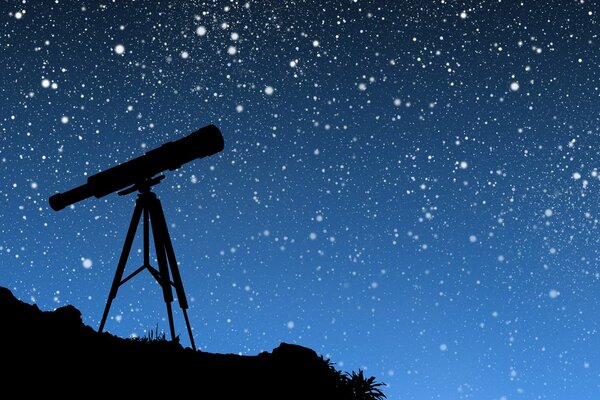 Telescopio sullo sfondo di un meraviglioso cielo stellato