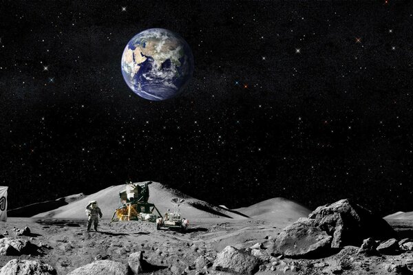 Aterrizaje de astronautas en la superficie de la Luna