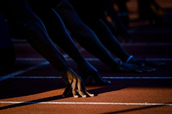 Athletes at the start of the treadmill