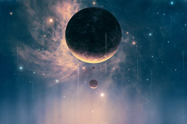 Space wallpaper with images of planets and stars