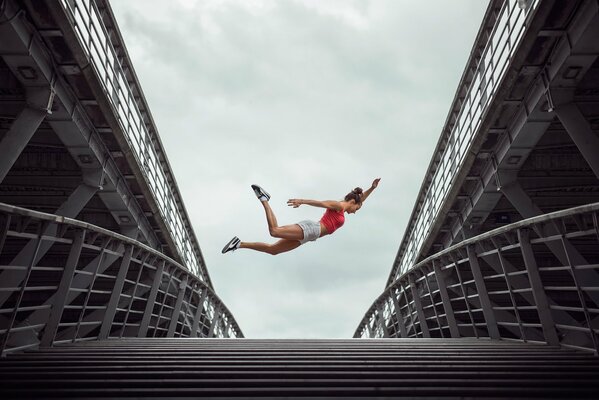 Gymnast emily callon s jump on the bridge