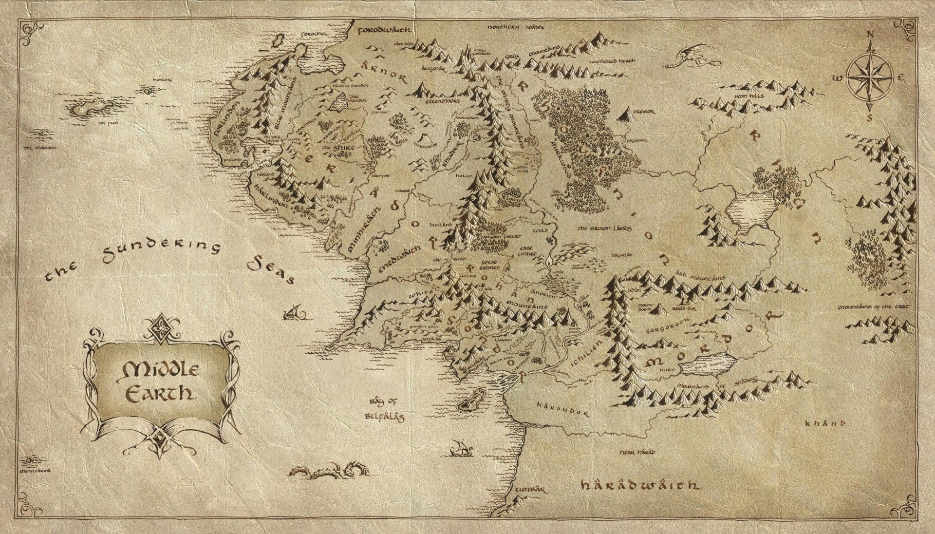 mappa il signore degli anelli terra di mezzo giornale pieghe