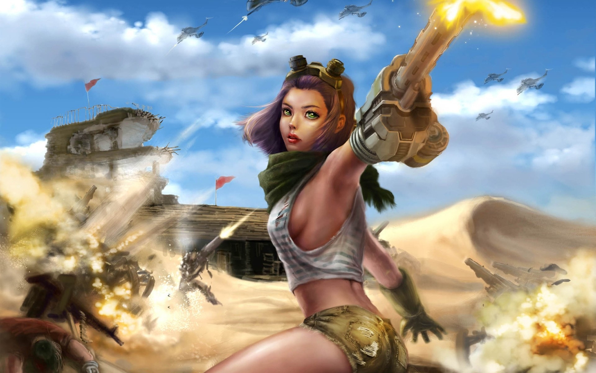 art weapon girl shootout dunes sand