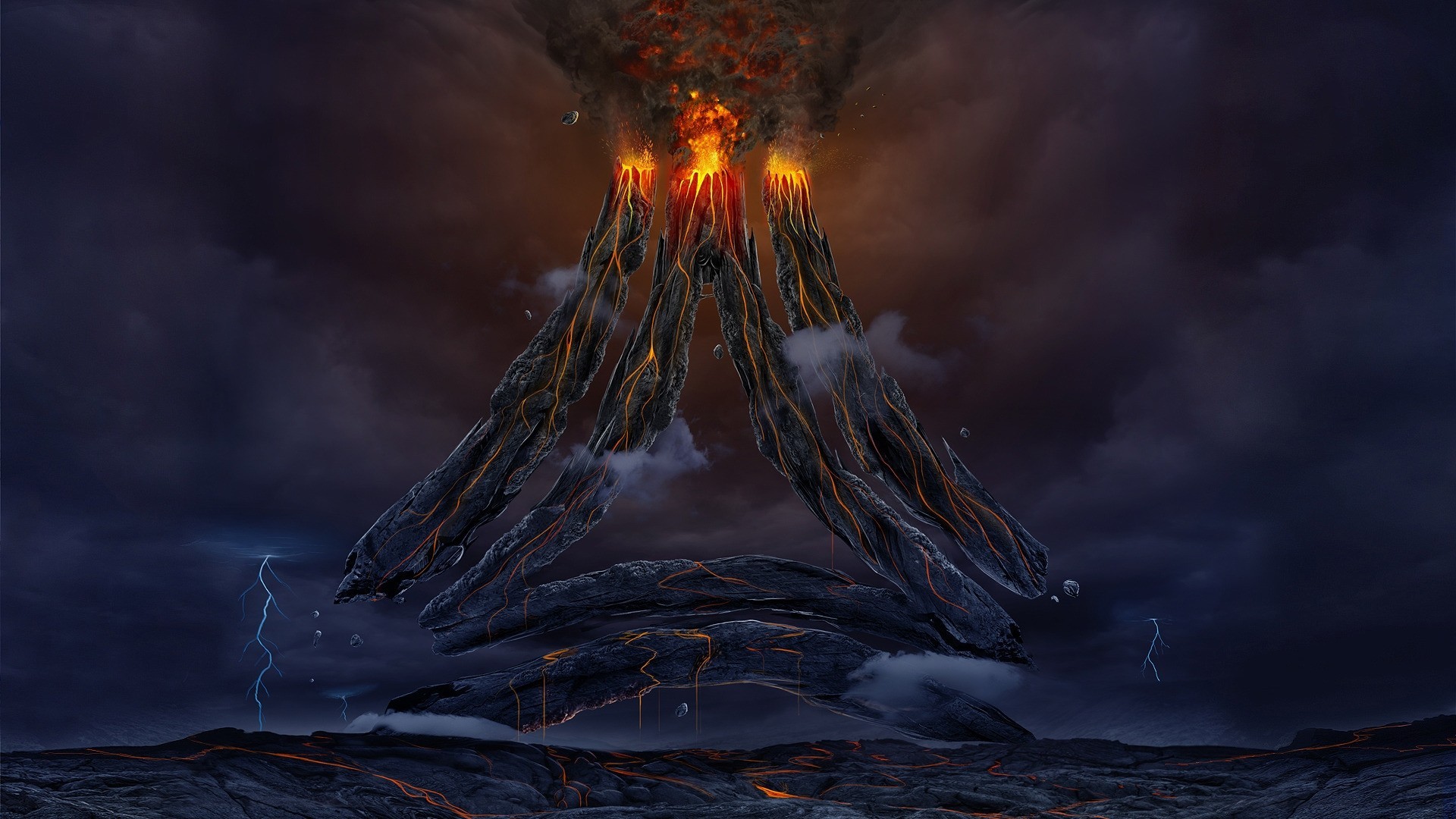 fantascienza arte lava vulcano