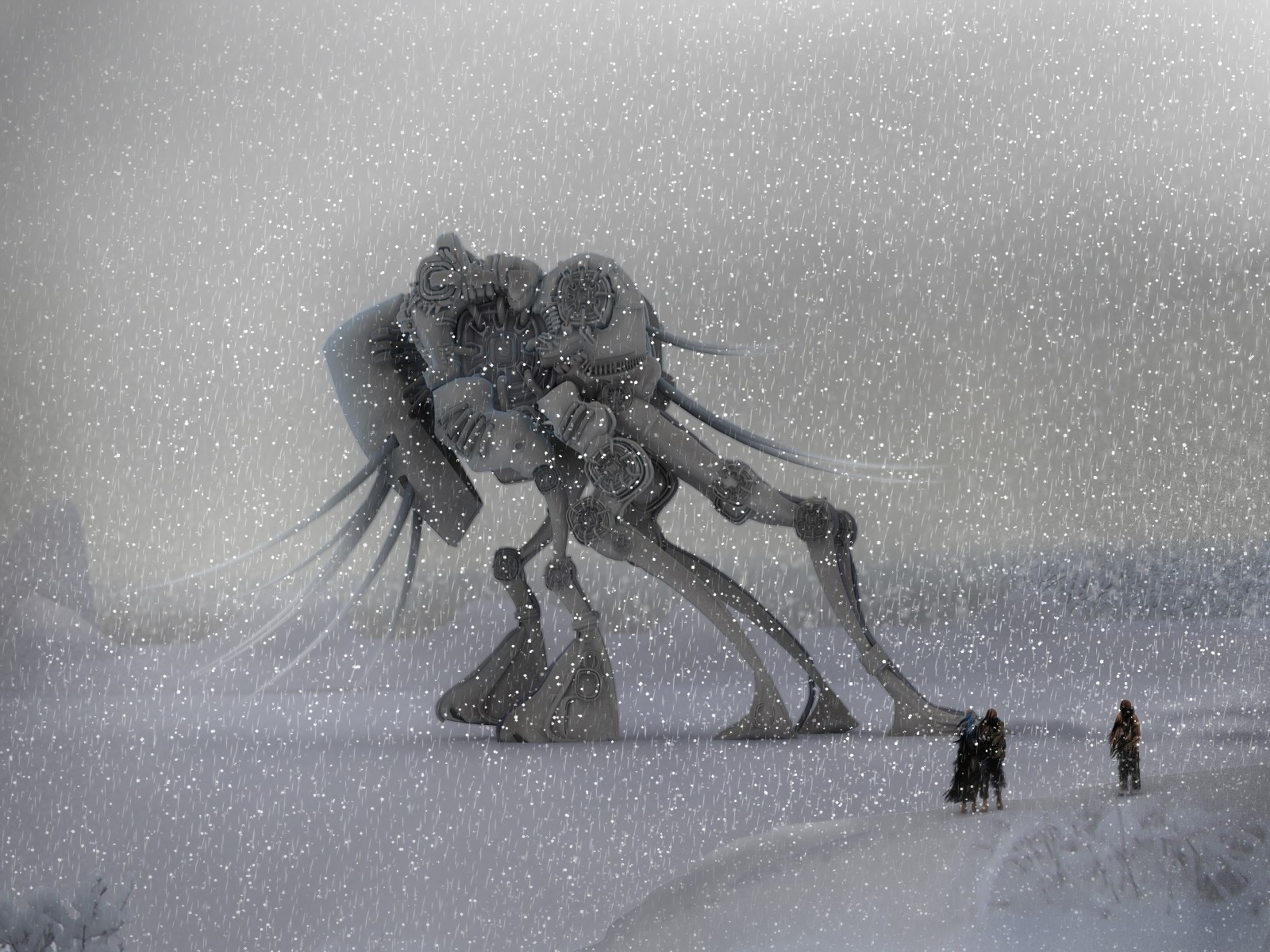 robots snow winter world