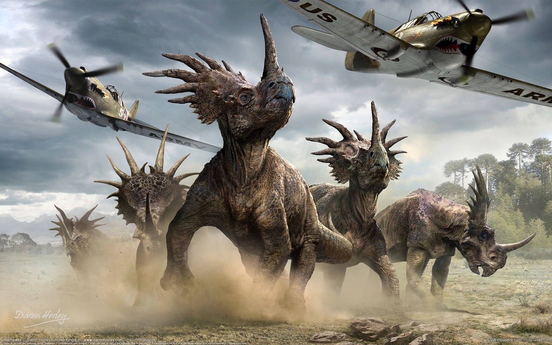 dinosaures styracosaures avions