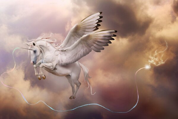 Pegasus-a unicorn dissecting a spark of lightning