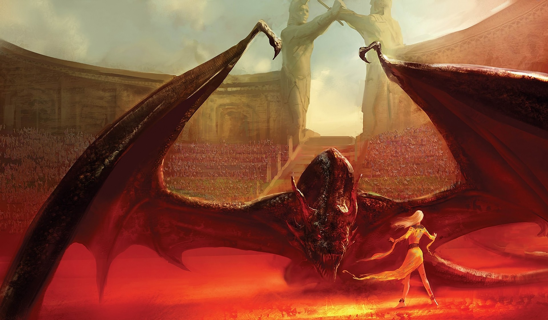 marcsimonetti statue art girl dragon stadium