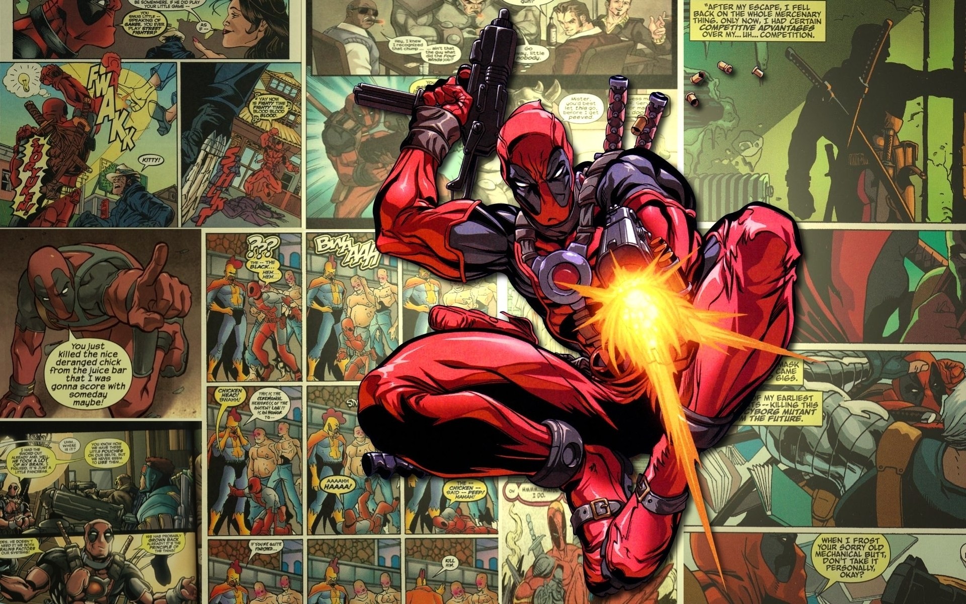 deadpool armas super héroe disparos cómics marvel máscara