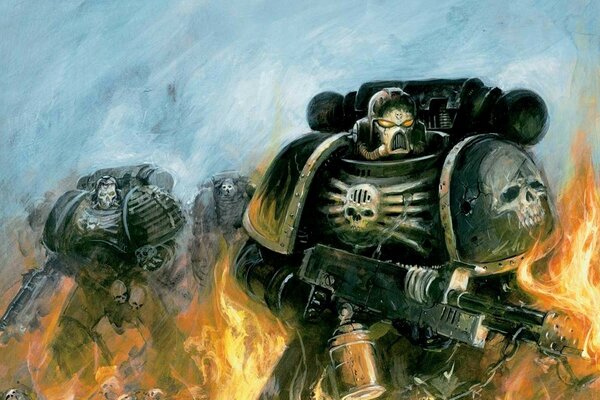 Space Marines bekämpfen die Flammen