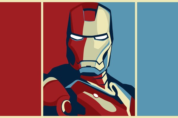 Iron Man on a two-color background