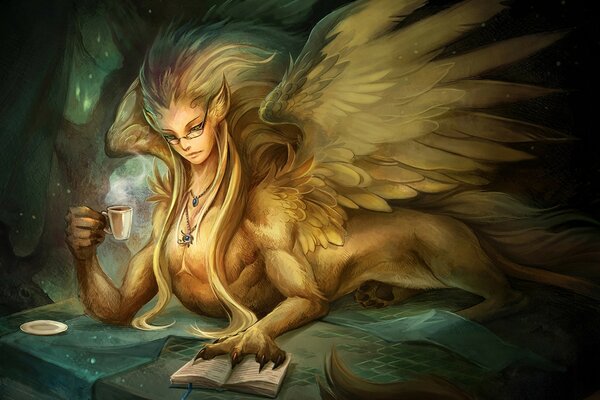 Griffin-a girl reading a story over a cup of tea