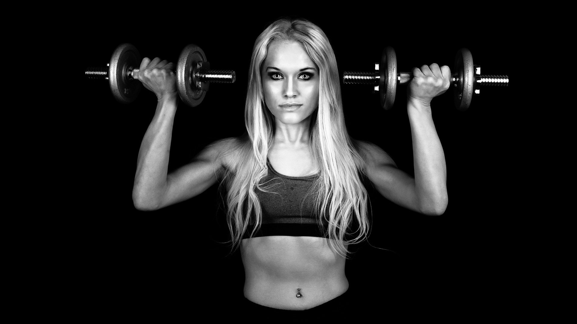 girl face dumbbell fitne