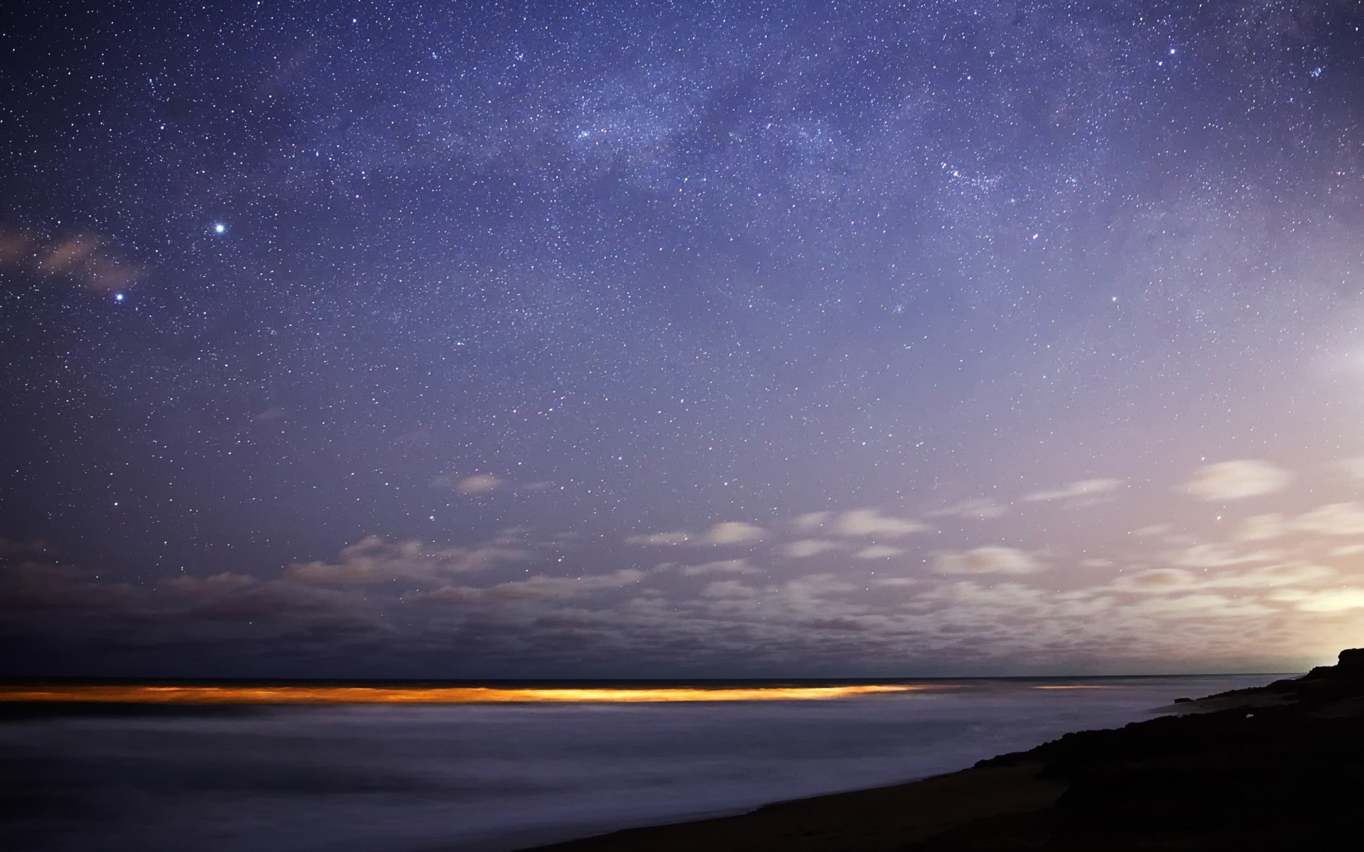 mar noche horizonte cielo