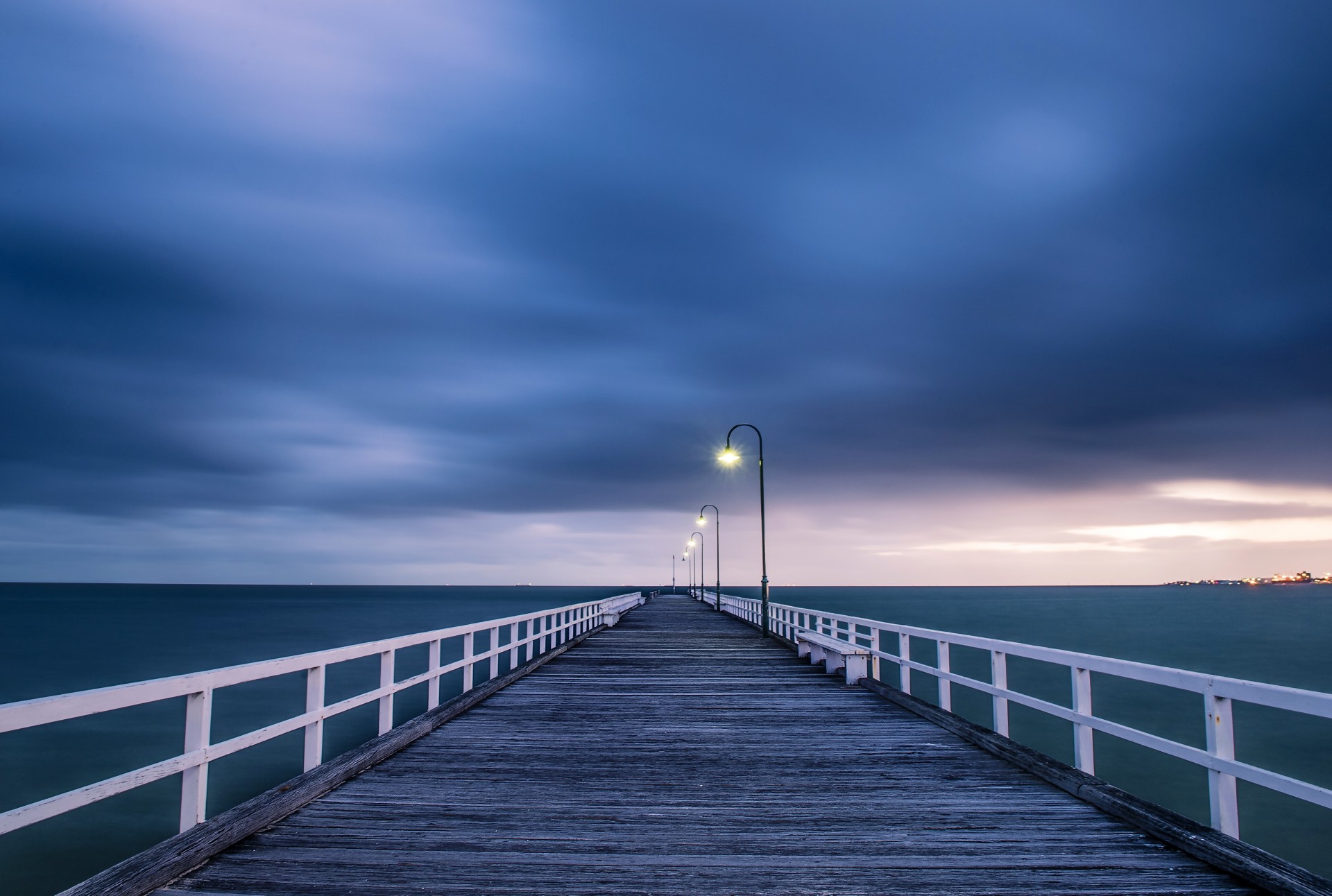 puente australia madera luz cielo luces océano