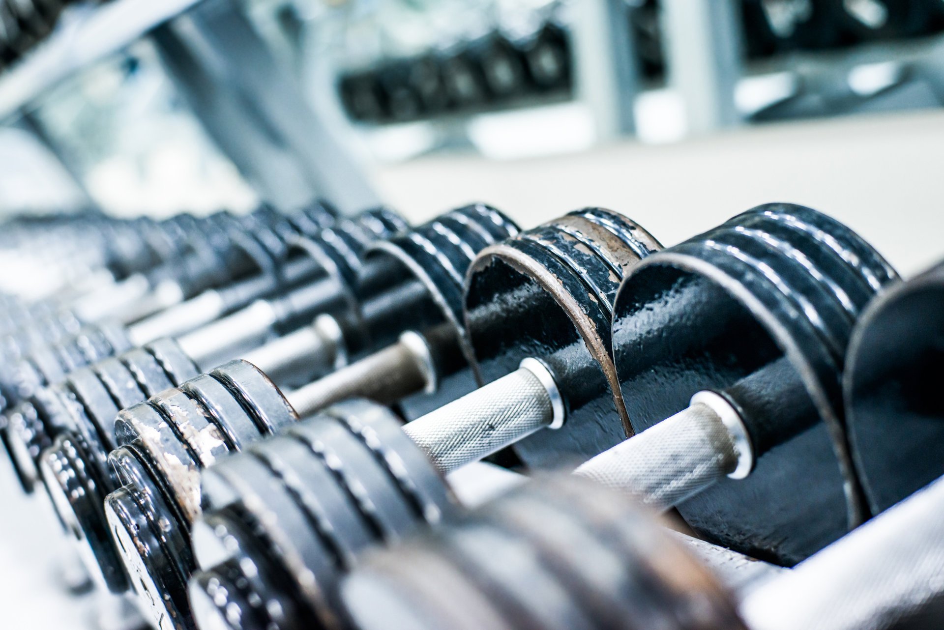 haltères salle de gym métal