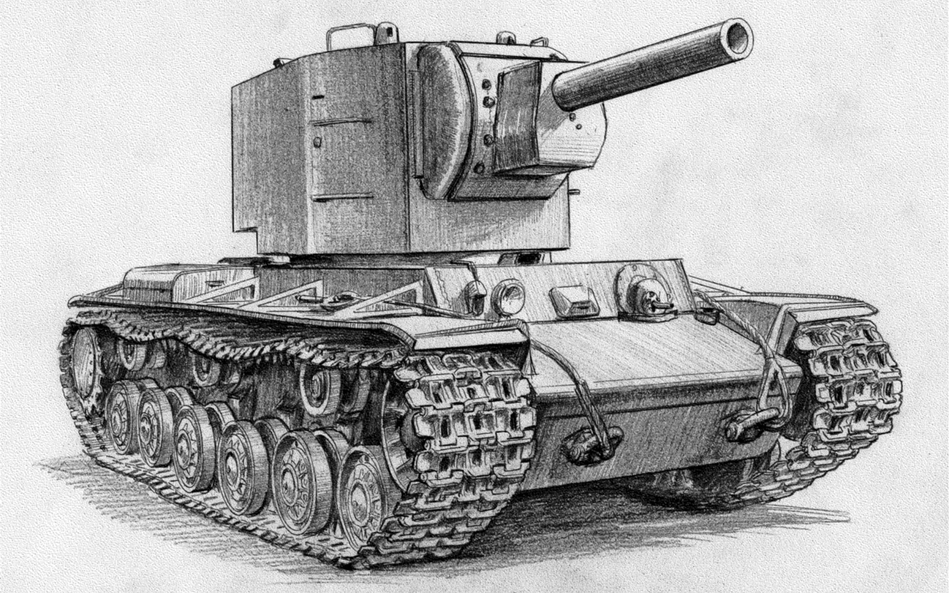 czołg kv-2 ołówek rysunek zsrr