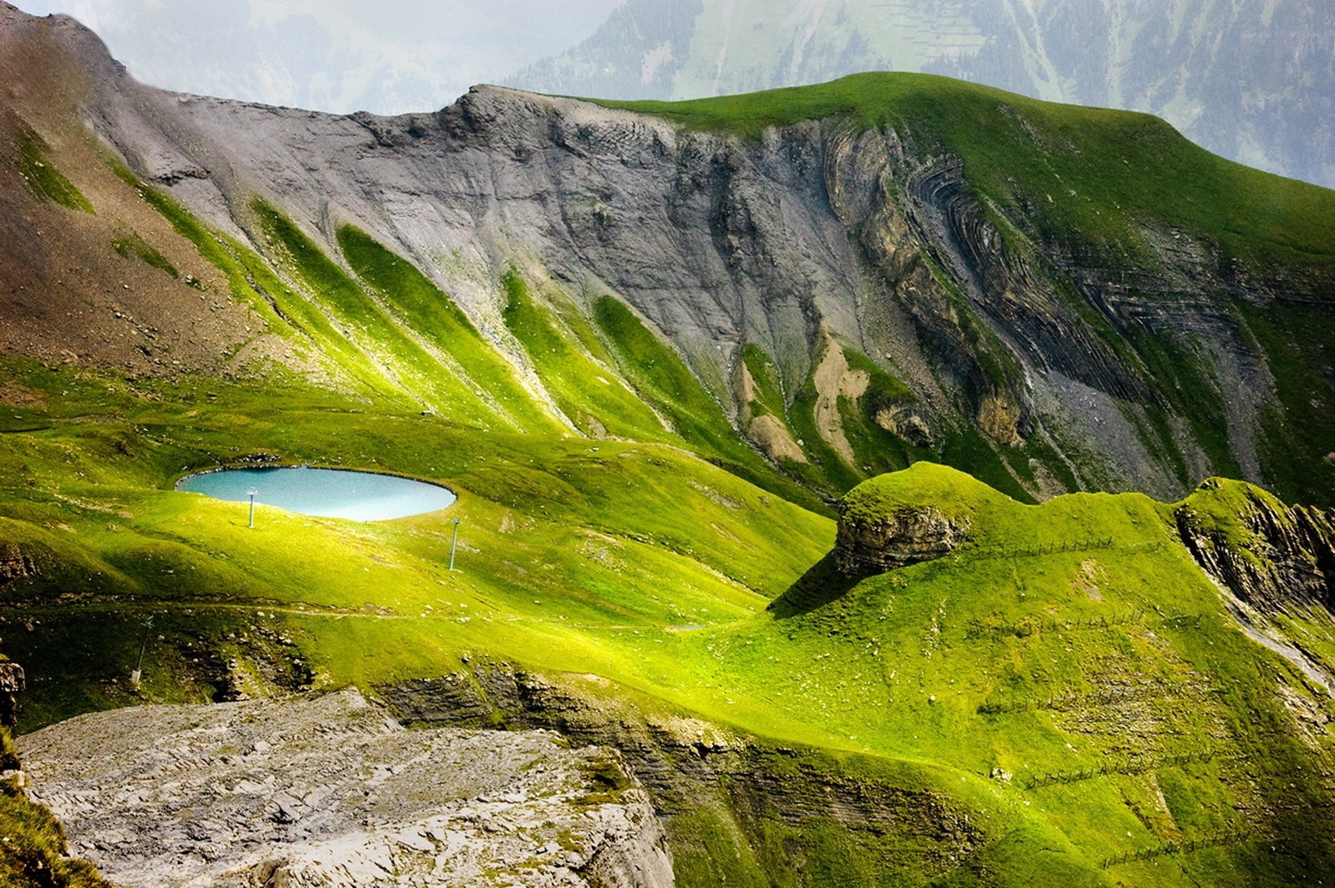 verde suiza lago alpes cielo belleza montañas